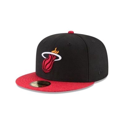 Black Miami Heat Hat - New Era NBA Shadow Tech 59FIFTY Fitted Caps USA0864791